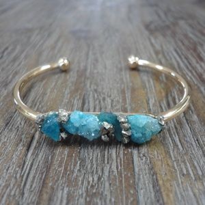 Gorgeous blue aqua druzy cuff bracelet